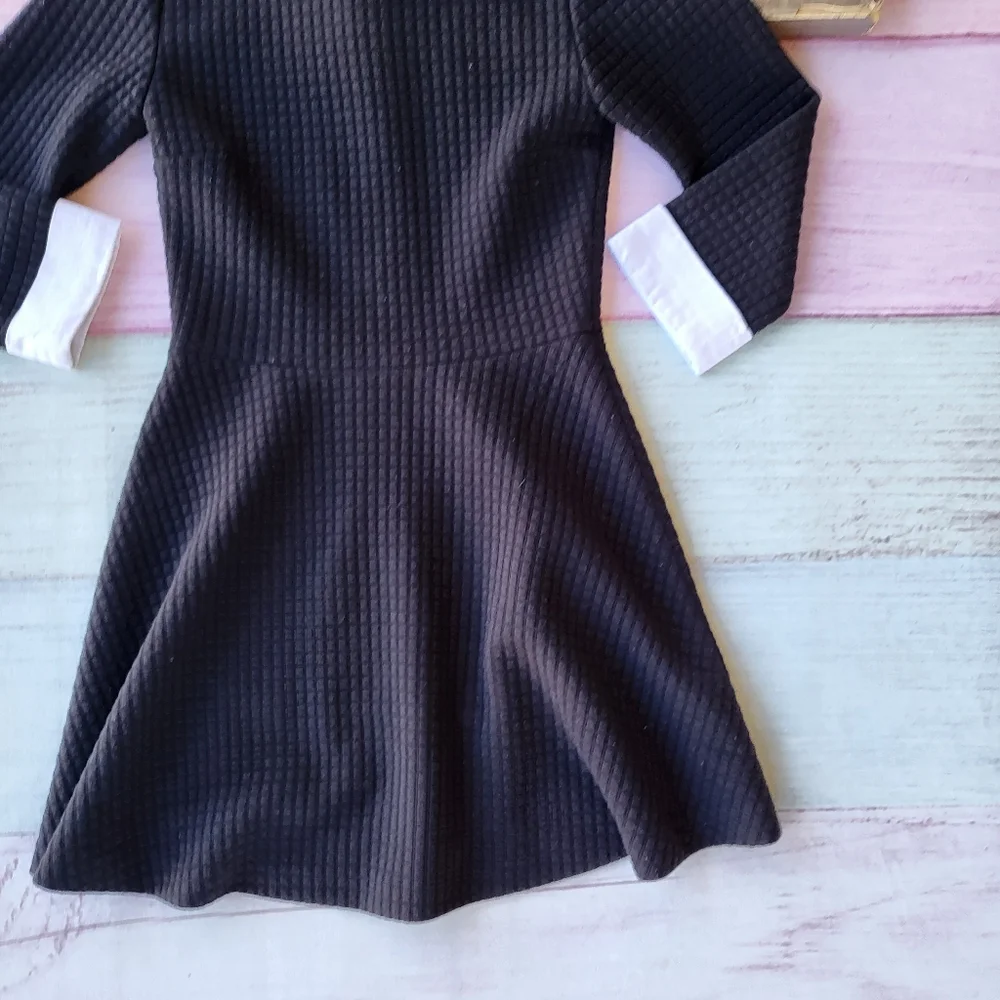 Alice + Olivia Employed Collared Academia Fit & Flare Textured Knit Mini Dress 2 - Picture 4 of 7